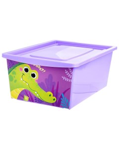Ящик для игрушек с крышкой Весёлый зоопарк объем 30 л цвет фиолетовый Соломон