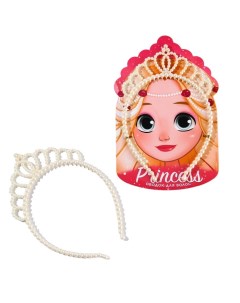Ободок для волос с короной Princess ширина 12 см Art beauty