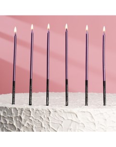 Свечи в торт Праздник 6 шт 16 см фиолетовый с чёрным Nobrand