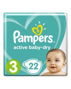 Подгузники Active Baby Dry 3 6 10 кг 22 шт Pampers