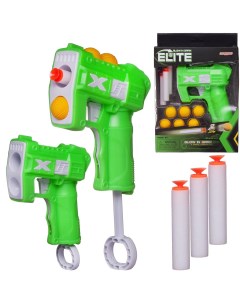 Бластер игрушечный Junfa светящийся в темноте 2в1 стреляет мягкими пулями и шариками Junfa toys