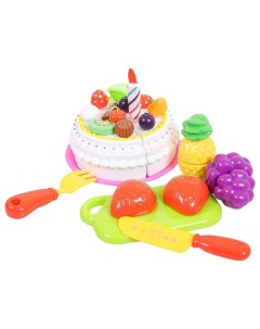 Игровой набор Помогаю Маме Торт и фрукты для резки 26 предметов Junfa toys