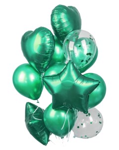 Букет из шаров Хром фольга латекс с конфетти набор 14 шт цвет зеленый Sima-land