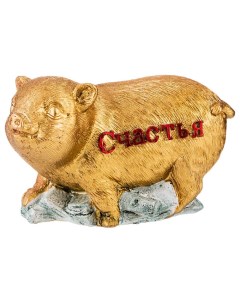 Фигурка с пожеланиями свинка счастья золотая 9x5x5 5 см 6 штук Lefard