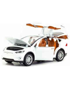 Машинка модель металлическая Tesla Model X звук свет 122 21 см 911A Цвет Белый Hcl