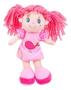 Кукла с розовыми волосами в розовом платье мягконабивная 20 см Abtoys