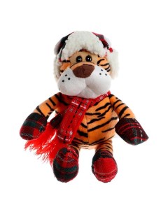 Мягкая игрушка Тигр с шарфом 17 см Nobrand