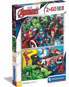 Пазл 2X60 Marvel The Avengers Супергерои Мстители арт 21605 Clementoni