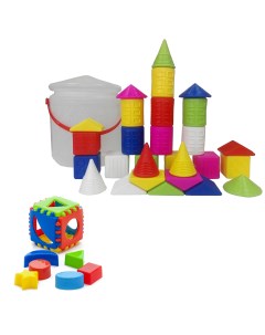 Развивающие игрушки Сортер Кубик логический малый Конструктор Городок 28 дет Karolina toys