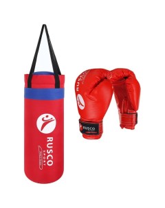 Набор боксёрский для начинающих RUSCO SPORT мешок перчатки цвет красный 6 OZ Nobrand