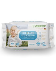 Салфетки влажные для детей Pure Nature пантенол и овсяное молочко 60 шт Synergetic