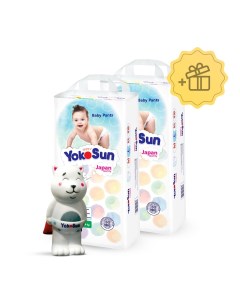 Подгузники трусики L 9 14 кг 2х44 шт Игрушка для ванной котик Йоко в подарок Yokosun