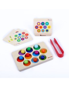 Сортер для малышей развивающий деревянный с пинцетом Цветные шарики Alatoys