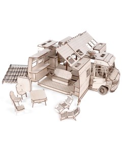 Конструктор 3D деревянный Пикник Домик для кукол на колесах 01 63 Lemmo