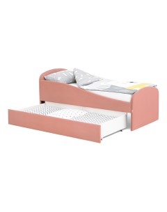 Детская мягкая кровать с ящиком Letmo пудровый велюр Бельмарко