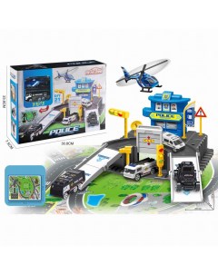 Игровой набор Junfa Полицейский участок с машинкой вертолетом и ландшафтной картой Junfa toys