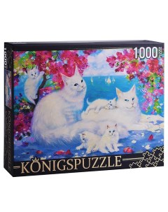 Пазлы 1000 Konigspuzzle Котинова Цветы лето море Рыжий кот