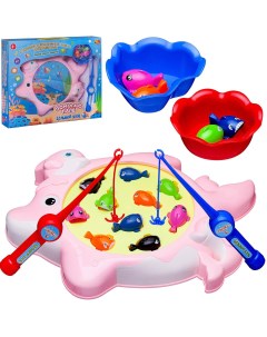 Настольная игра ABtoys Рыбалка Большой улов розовый аквариум 2 удочки 10 рыбок Junfa toys