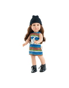 Кукла Soy Tu Мари Кармен в полосатом платье и черной шапке 42 см Paola reina