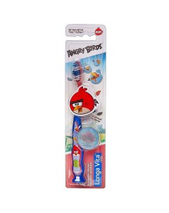Зубная щетка Angry Birds детская с защитным колпачком присоской 5 синяя Лонга вита