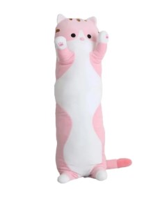 Мягкая игрушка антистресс Кошка обнимашка Кошка батон длинный кот розовый 110 см Wellywell