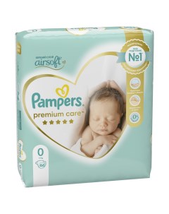 Подгузники Premium Care для новорожденных от 1 5 до 2 5 кг 0 размер 66 шт Pampers
