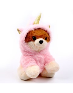 Мягкая игрушка Собака в костюме единорога 18 см цвет розовый Nobrand