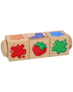 Развивающая игрушка Кубики деревянные на оси Составляем цвета 3 кубика Десятое королевство
