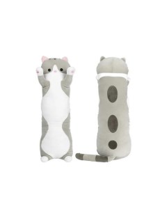 Мягкая игрушка антистресс Кошка батон длинный кот серый 90 см Wellywell