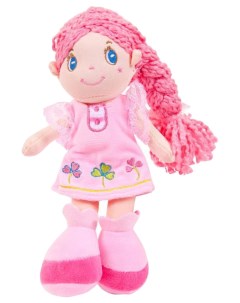 Кукла с розовой косой в розовом платье мягконабивная 20 см Abtoys