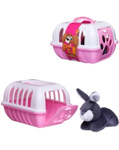 Игрушка мягкая Кролик в розовой переноске Junfa toys