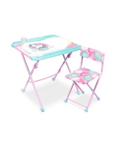 Комплект детской мебели Наши детки стол с пеналом стул КНД5 М 1 с единорогом Nika