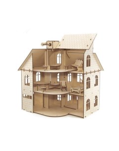 Сборная модель из дерева 3D EWA Кукольный дом с лифтом Eco wood art