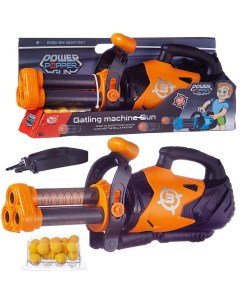 Бластер игрушка Junfa Пулемет трехствольный с ремнем с 24 мягкими шариками оранжевый Junfa toys