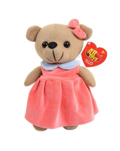 Мягкая игрушка Knitted Мишка девочка вязаная 22см в розовом платьице Abtoys