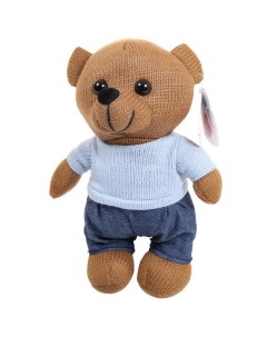 Мягкая игрушка Knitted Мишка мальчик вязаный 22см в джинсах и свитере Abtoys