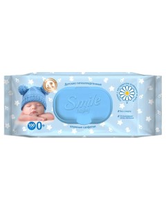 Влажные салфетки детские Baby с экстрактом ромашки и алоэ 100 шт Smile