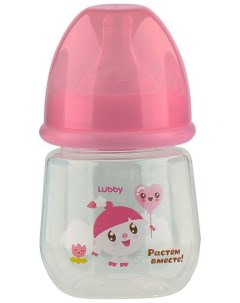 Бутылочка для кормления Малышарики от 0 мес 125 мл розовый Lubby