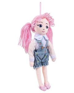 Кукла с розовыми волосами в шортах мягконабивная 35 см Abtoys