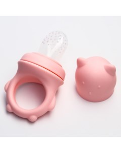 Ниблер для прикорма Мишка с силиконовой сеточкой цвет розовый Mum&baby