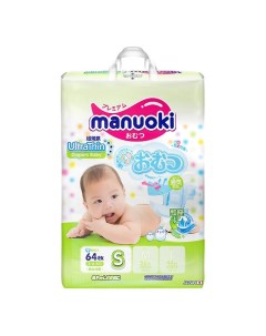 Подгузники для новорожденных S 3 6 кг 64 шт Manuoki