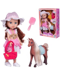 Кукла Junfa Ardana Baby шатенка в розово белом платье с единорогом 32 5 см Junfa toys