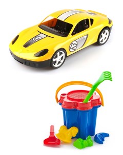 Набор развивающий Автомобиль желтый Песочный набор Цветок Karolina toys