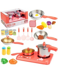 Набор детской посуды 14 предметов 12 продуктов варочная панель звук Oubaoloon