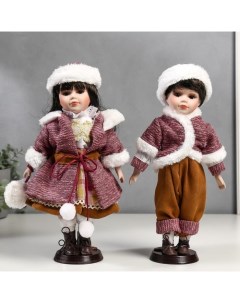 Кукла Парочка 2 шт Ника и Паша в нарядах с мехом 30 см Nobrand