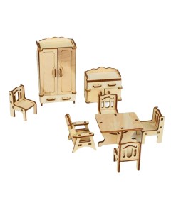 Набор деревянной мебели для кукол Зал 9 предметов 1460961 Polly