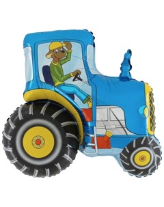Фольгированный шар 29 Синий трактор фигура Grabo
