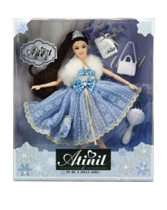 Кукла ABtoys Рождественский бал платье с накидкой темные волосы 30см Junfa toys