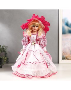 Кукла керамика Леди Виктория в розовом платье 40 см Nobrand