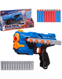 Бластер игрушка Junfa космический с горизонтальной обоймой 16 мягких пуль WG 11216 синий Junfa toys